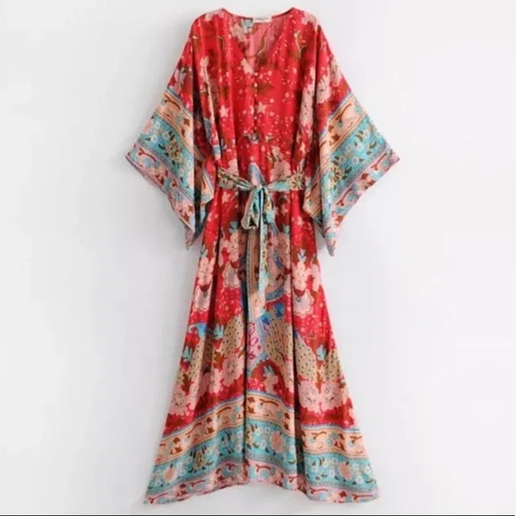 New Bohemian Floral Midi Maxi Dress - Picture 11 of 14